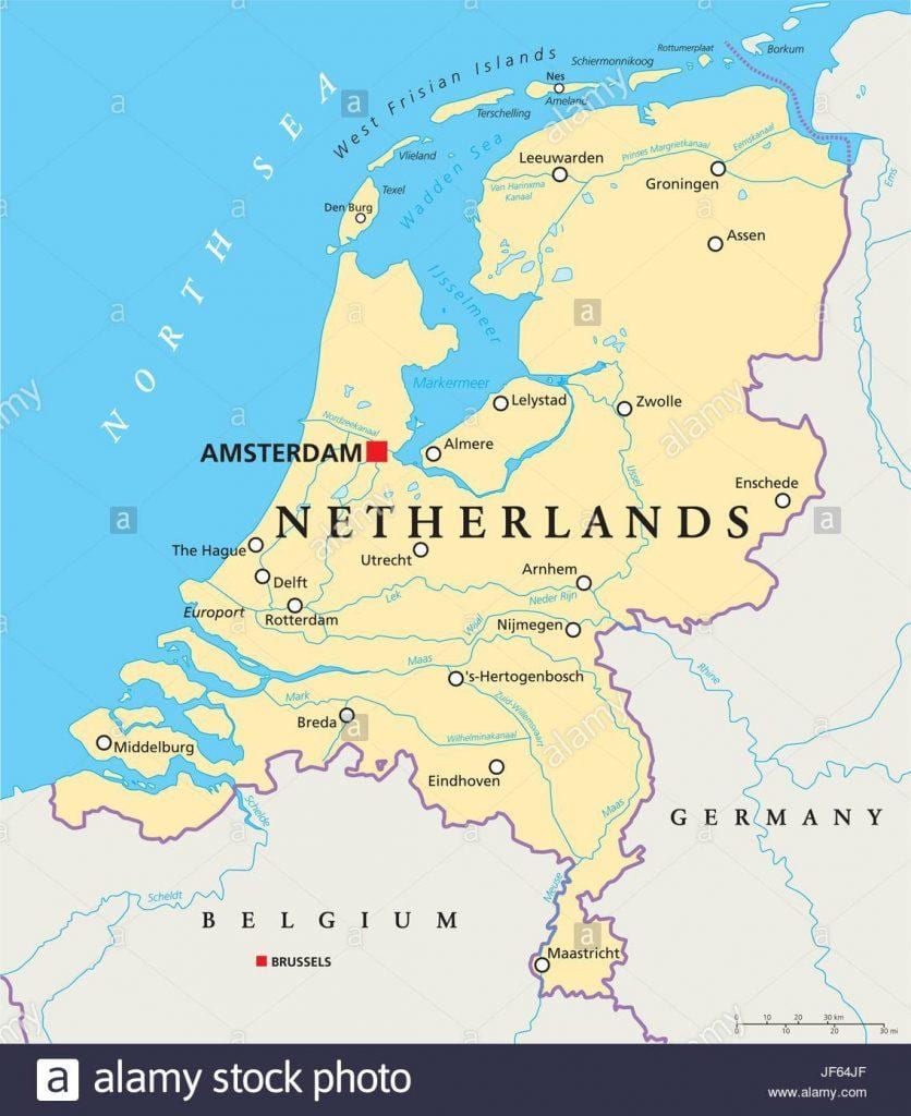 Mapa Roterdamu i amsterdamu