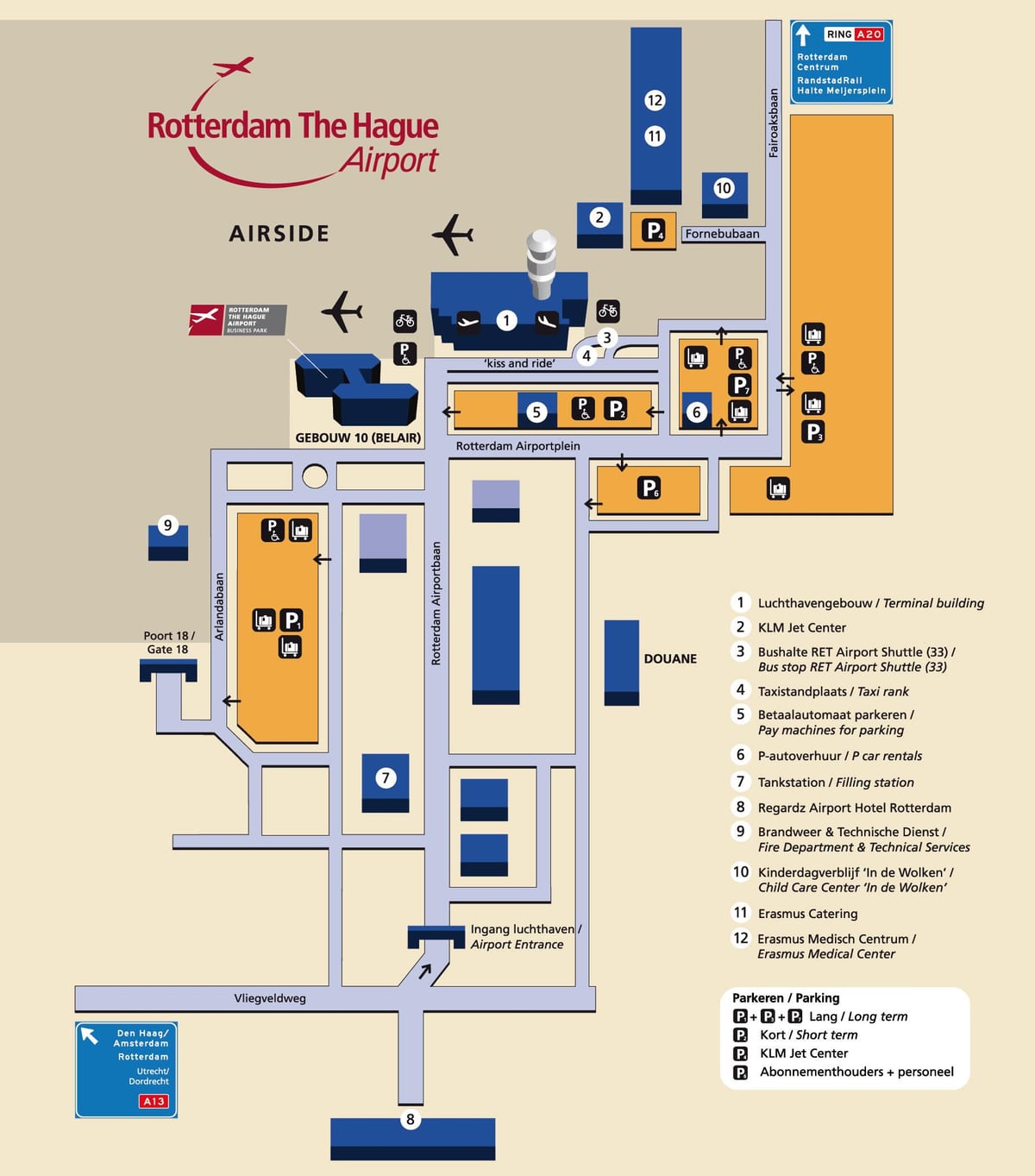 Mapa Roterdamu aerodrom 