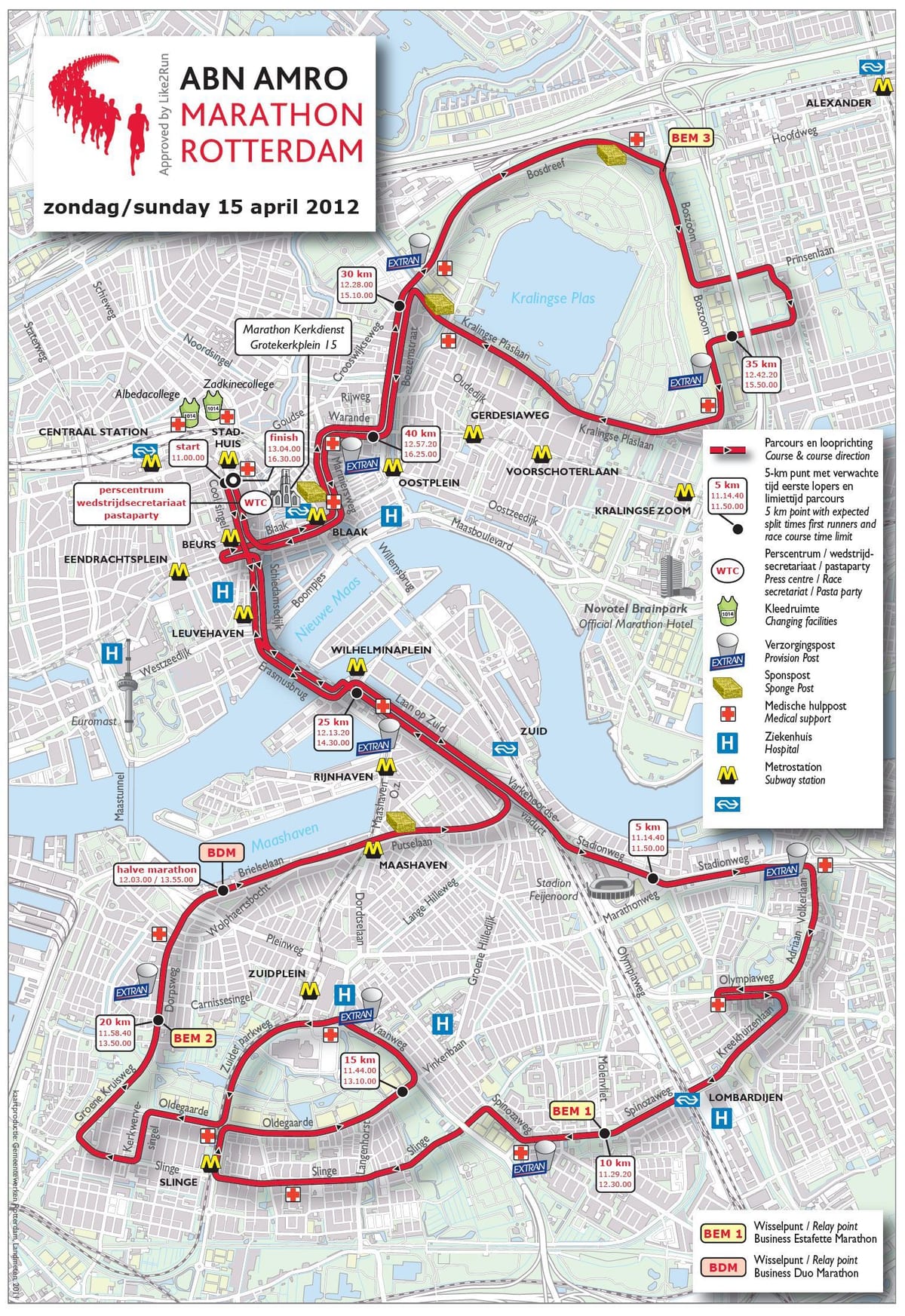 Mapa Roterdamu maraton 