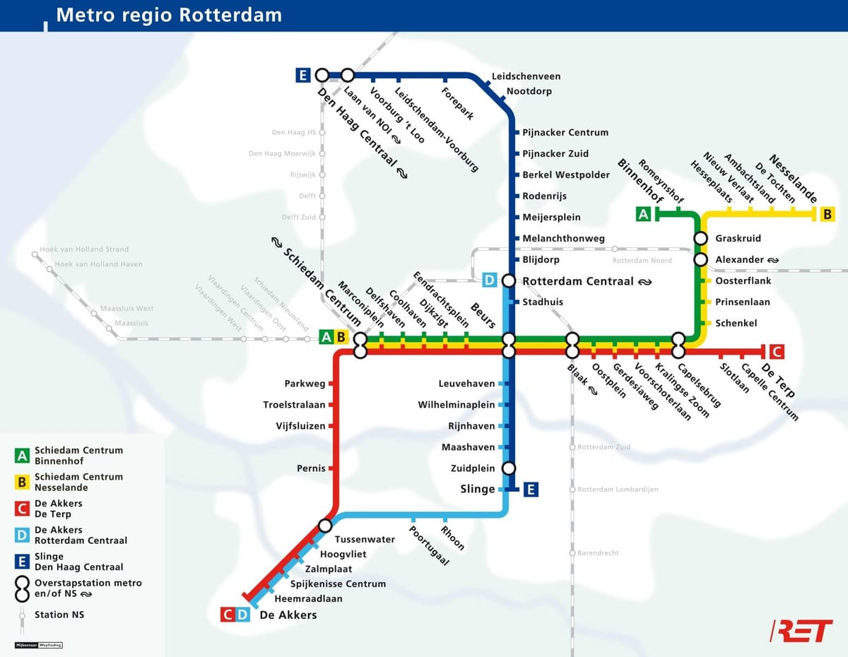 Roterdamu mapa metroa