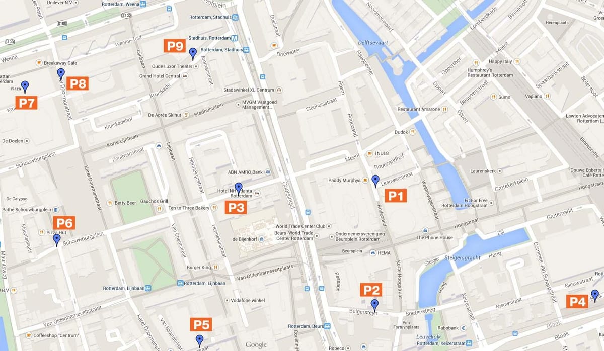 Mapa Roterdamu parking zonama 