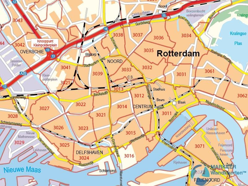 Mapa Roterdamu poštanski broj 