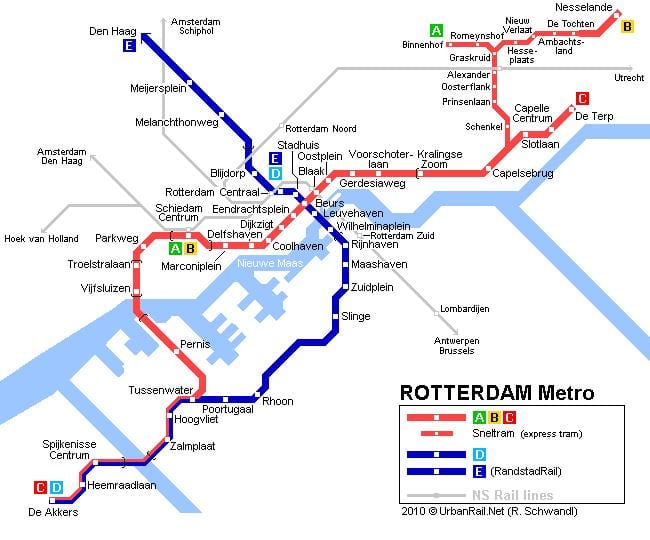 ret Roterdamu tramvaj mapu